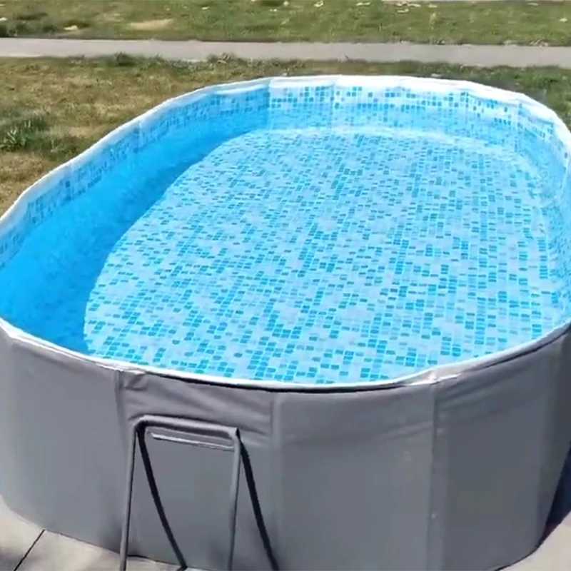 Large Swimming Pool Children Home Adult Free Inflatable Family Play Water Slide Outdoor Folding Canvas Bracket Swimming Pool X250628
