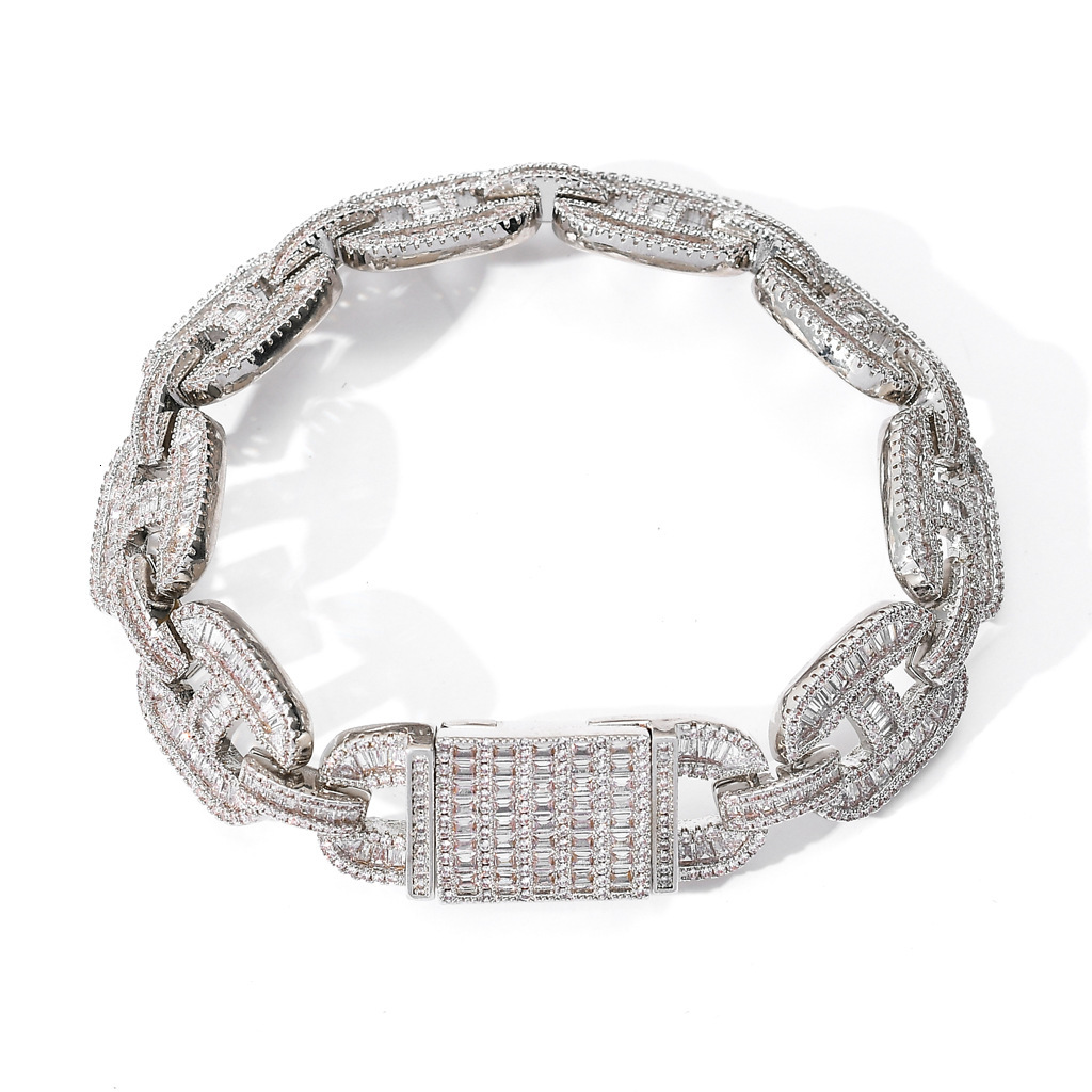 Luxury VVS Moissanite Iced Out Hip Hop Pig Nose Cuban Chain Men's High-End Statement Bracelet Passes the Diamond Tester