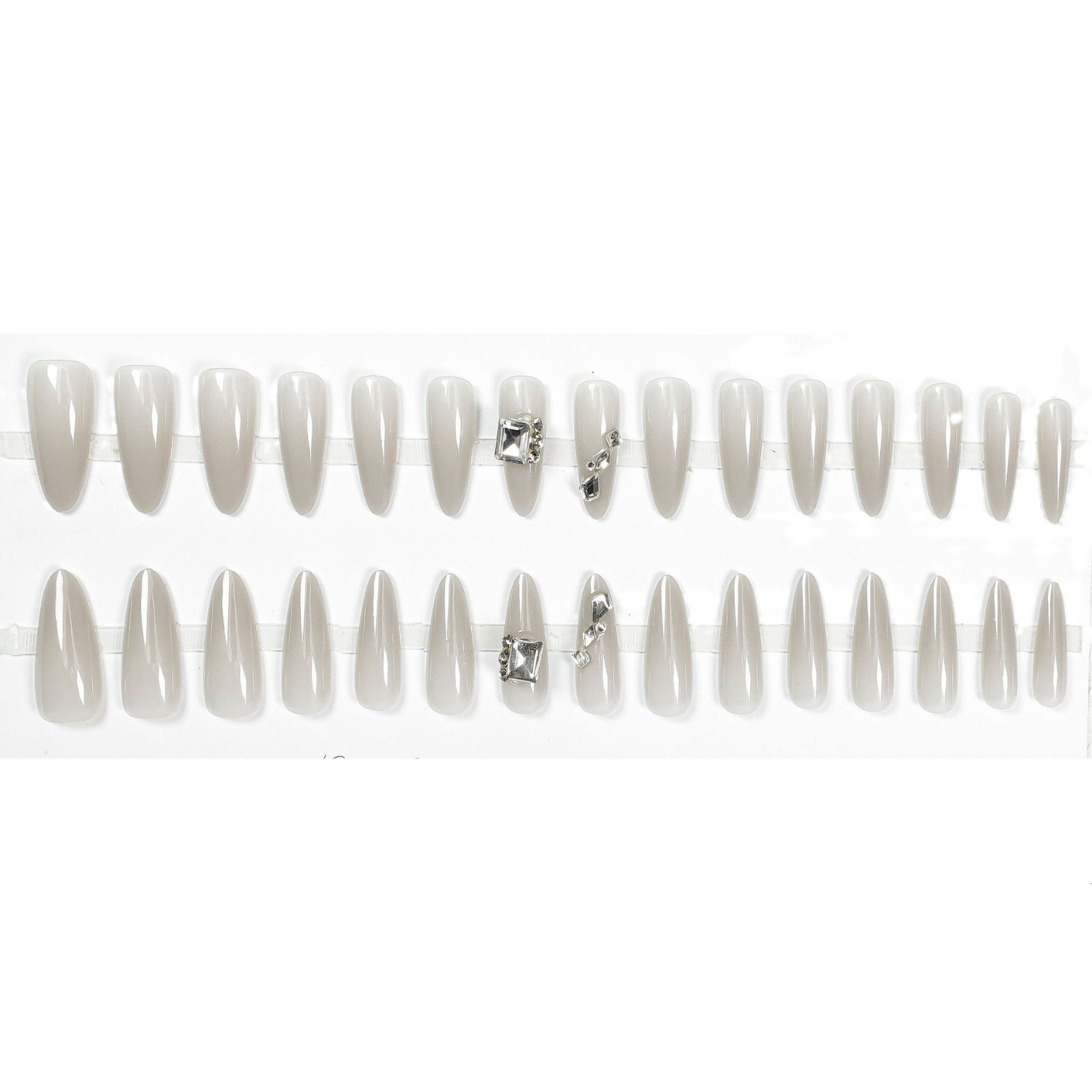 Cool Sensation Ice Transparent Gray Inlaid Diamond Stickers Gentle Temperament Style Wearable Nail Pieces Detachable Finished Products