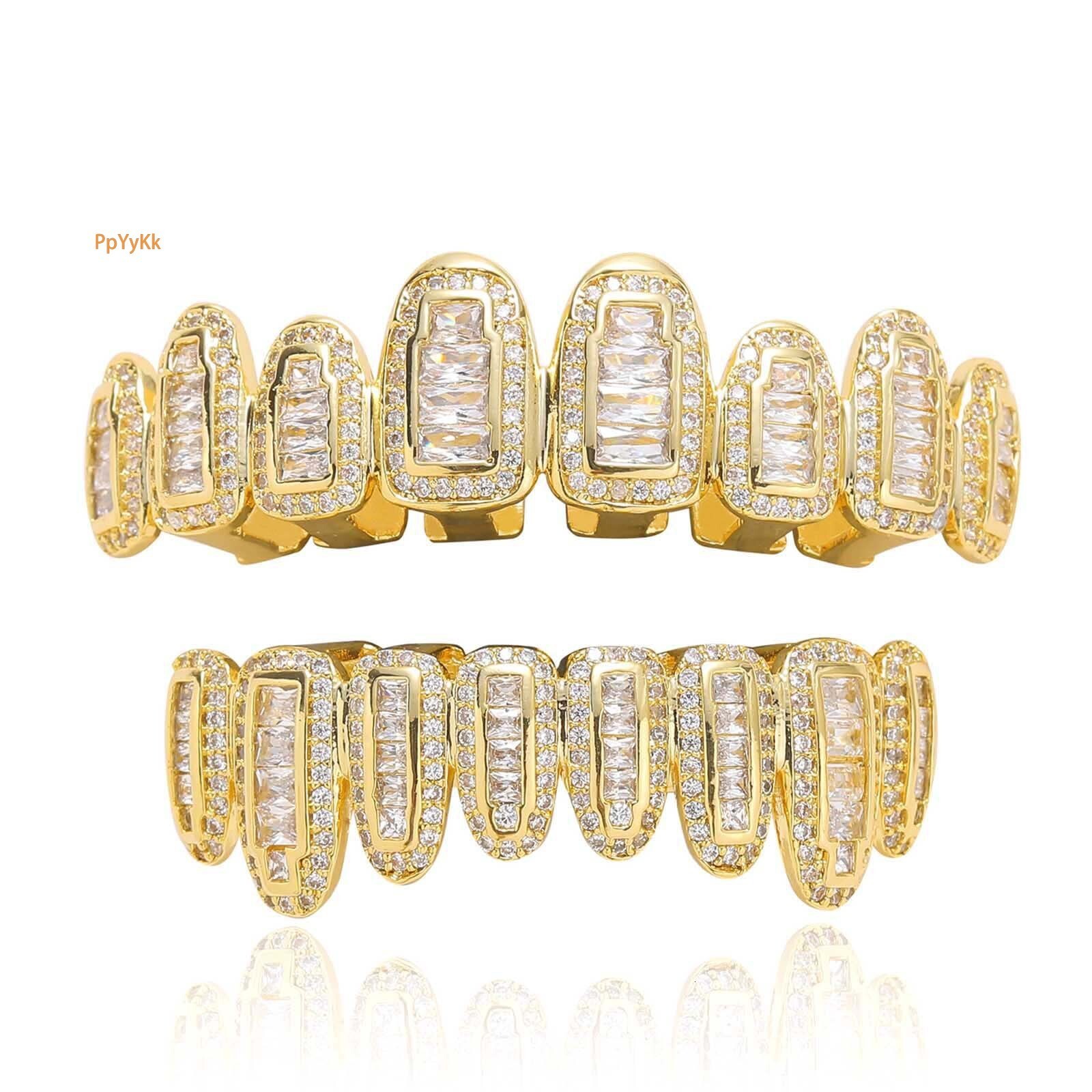 New Arrival 18K Gold Iced Out 8 Tooth Diamond Pointed Fangs Luxury Trendy Hip Hop Bling Accessory