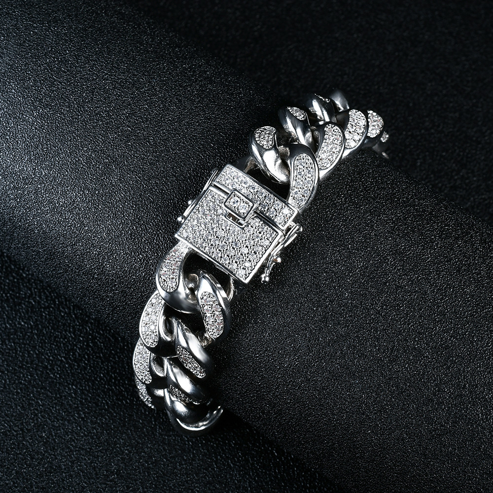 18MM Heavy Duty Luxury VVS Moissanite Iced Out Hip Hop Men's Cuban Link Bracelet High-Quality Statement Jewelry Pass the diamond tester