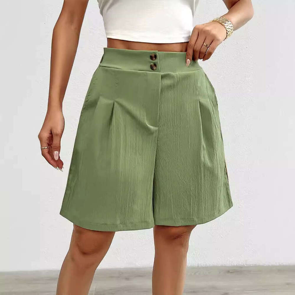 Independent Station Foreign Trade Summer New European and American Womens Fashion Cross-Border Solid Color High-Waisted Shorts for Women Summer