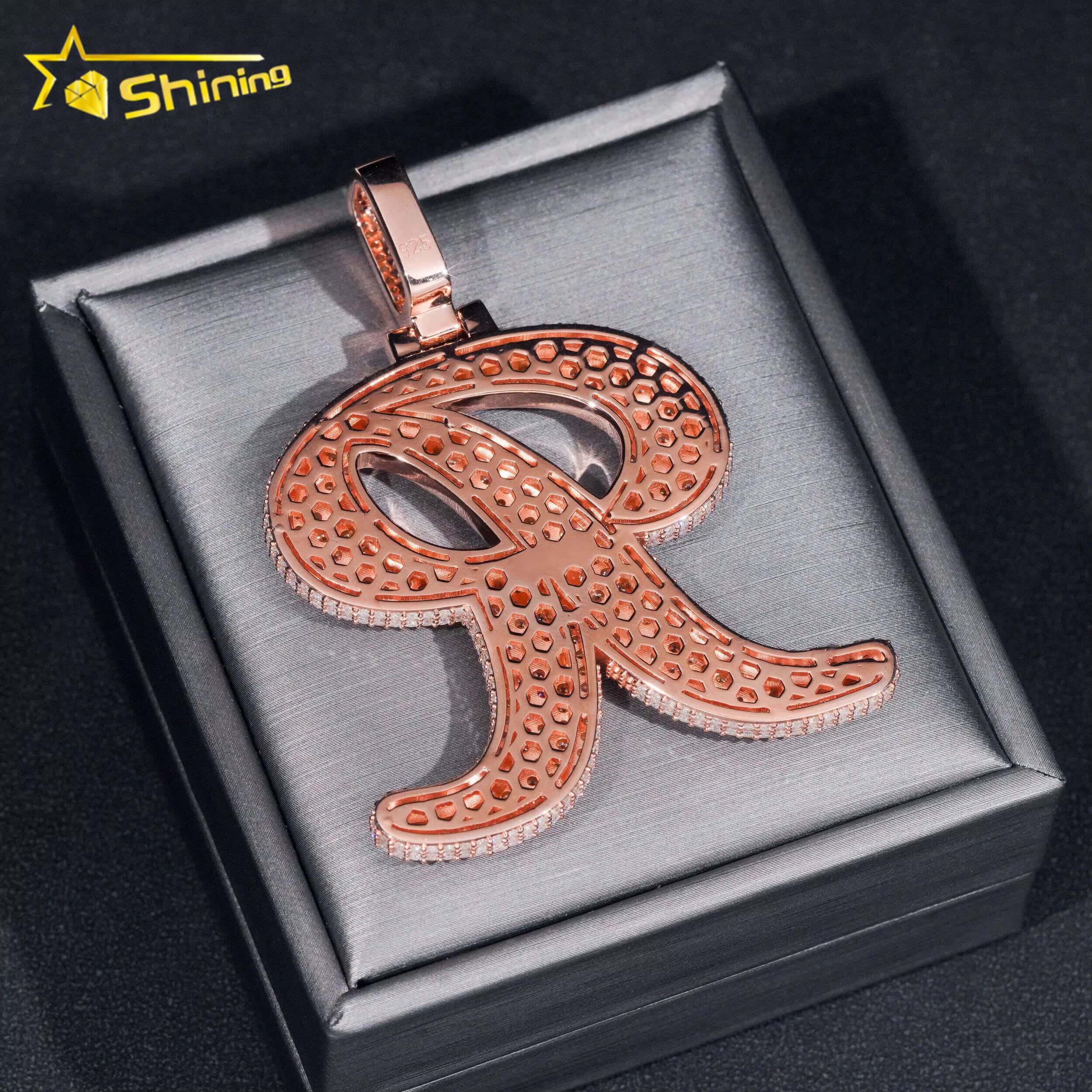 Initial Letter R Pendant Hip Hop Vvs Moissanite Diamond Iced Out Pendant Pass Diamonds Tester Fine Jewelry