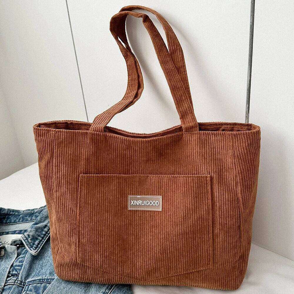 Corduroy Tote Women Waterproof Causal Shopping Bag Large Capacity Shoulder Bags Handbags for School Work Travel 2023 New