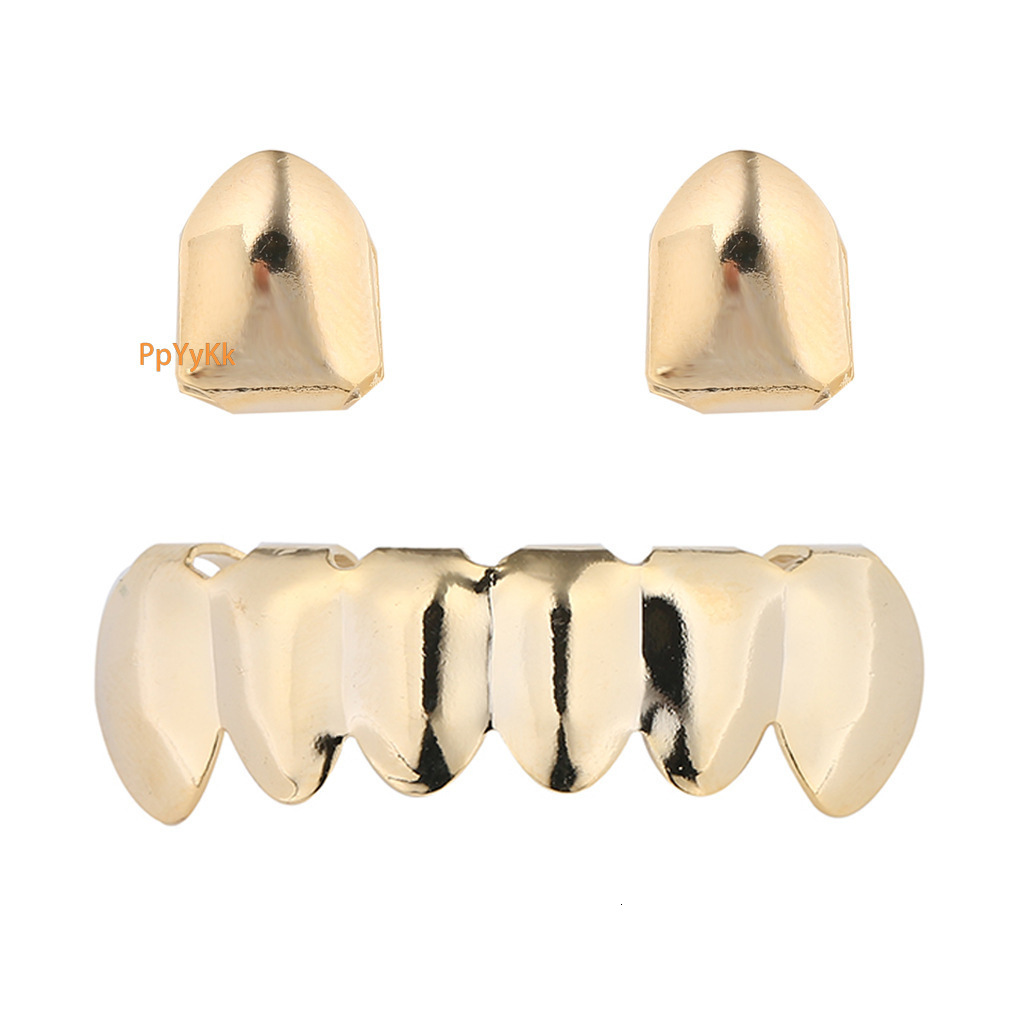Halloween Hip Hop 18k Gold Plated Fake Teeth Grillz Set Premium Custom Rapper Costume Accessories Pass the diamond tester