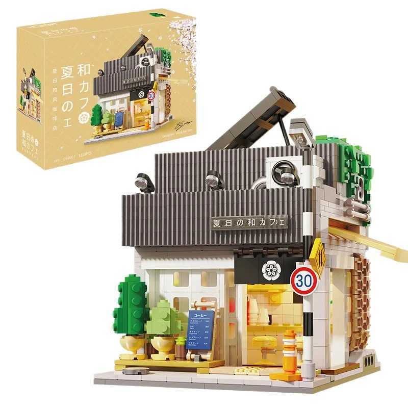 Japanese Street View Building Blocks Tea House Bun House Cafe Store Architecture Model Bricks Kids DIY Toys Holiday Gifts Y250627
