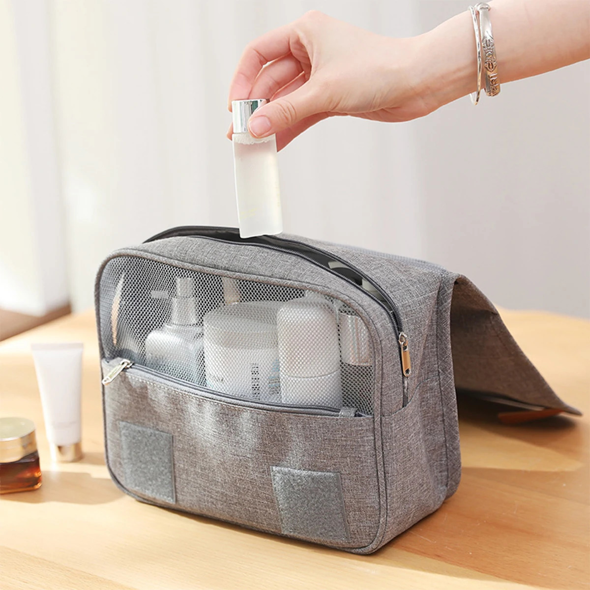 Large Capacity Travel Toiletry Bag Multifunctional Portable Cosmetic Bag With Hook Storage Bag Mens Travel Storage Bag 250626