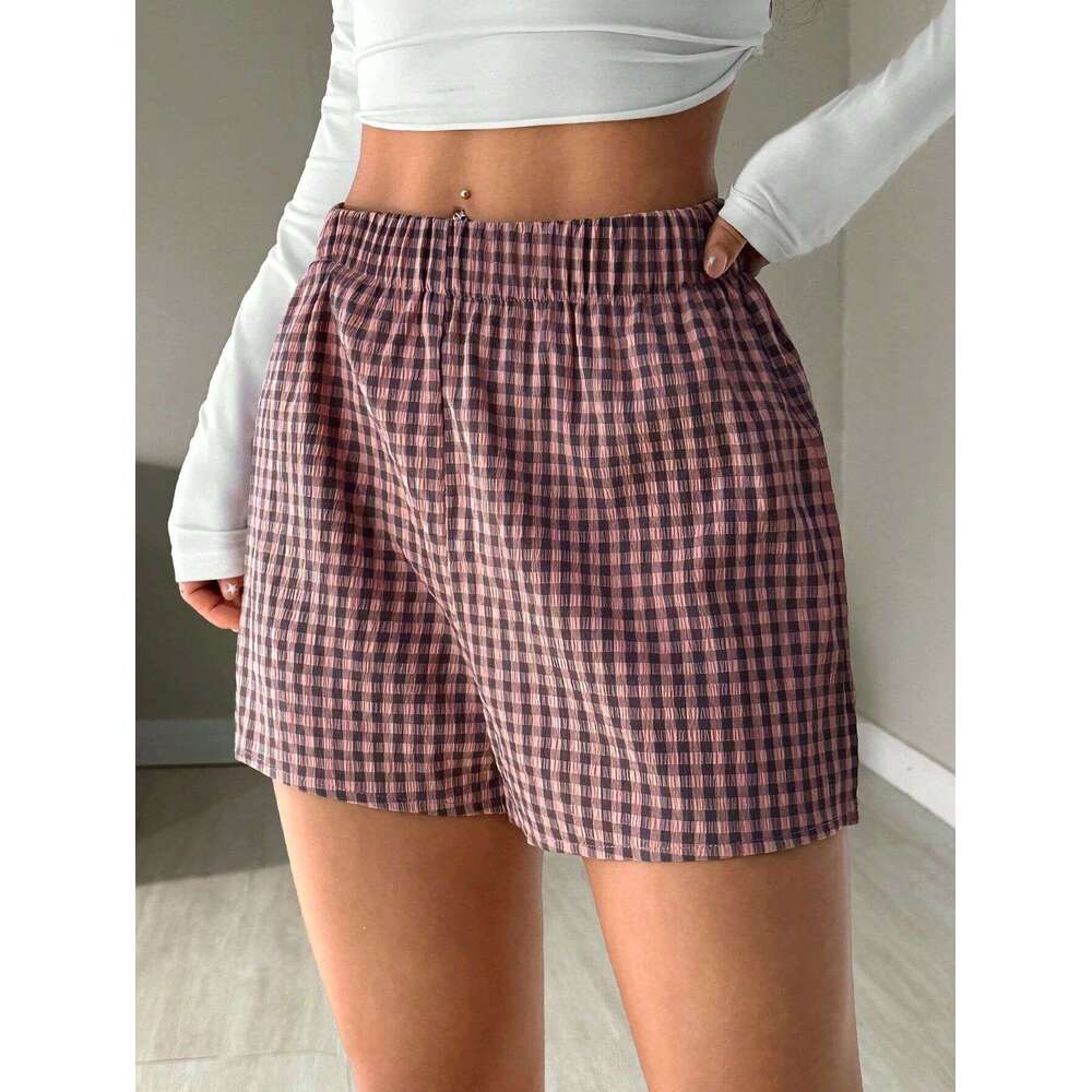 Cross-Border New Retro Print Dopamine Color Casual Shorts Plaid Striped Versatile Fashion Loose Pants