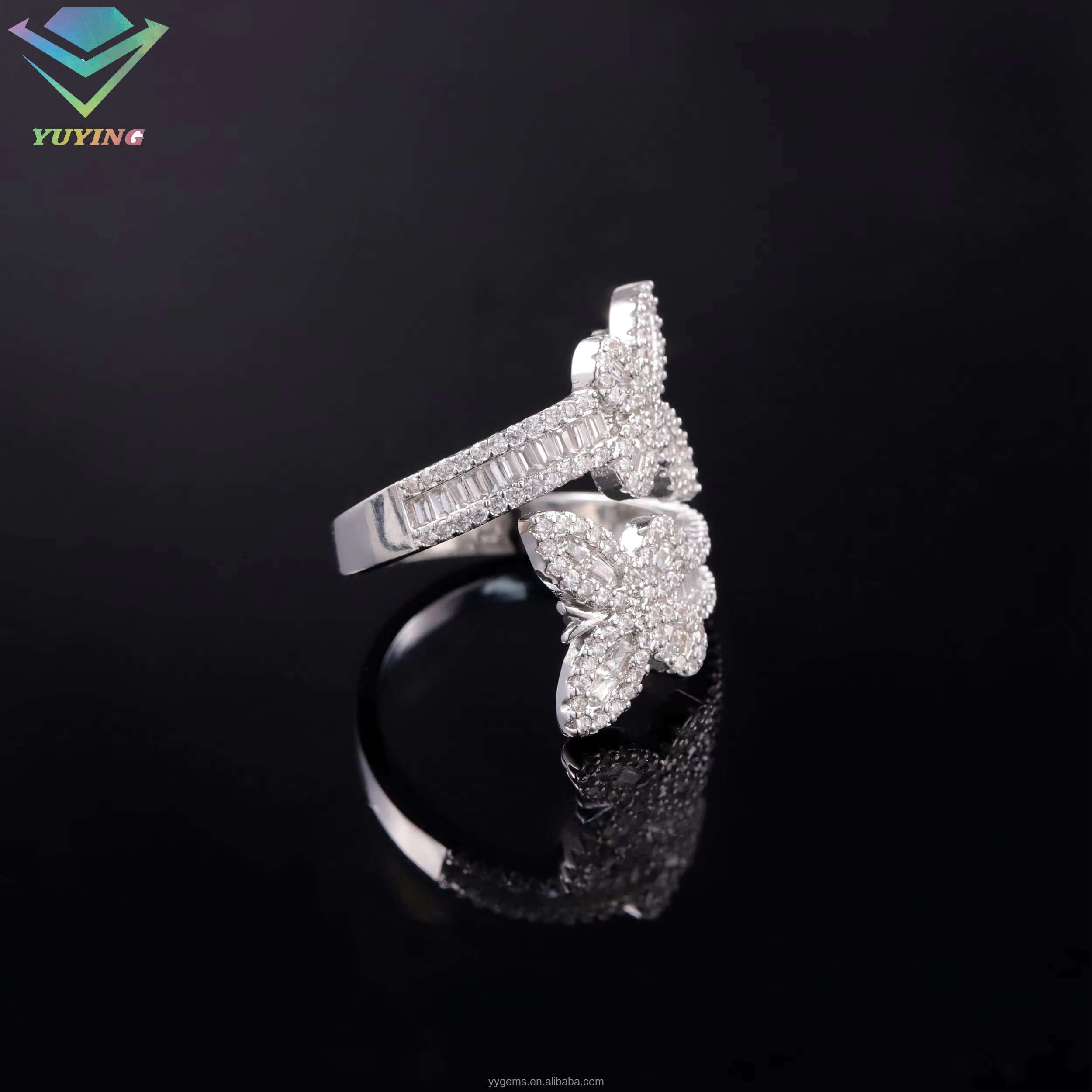 Yy Rts Iced Out butterfly Vvs Moissanite Rings Pass Diamond Tester 925 Sterling Silver Hiphop Fine Jewelry Rings for Men