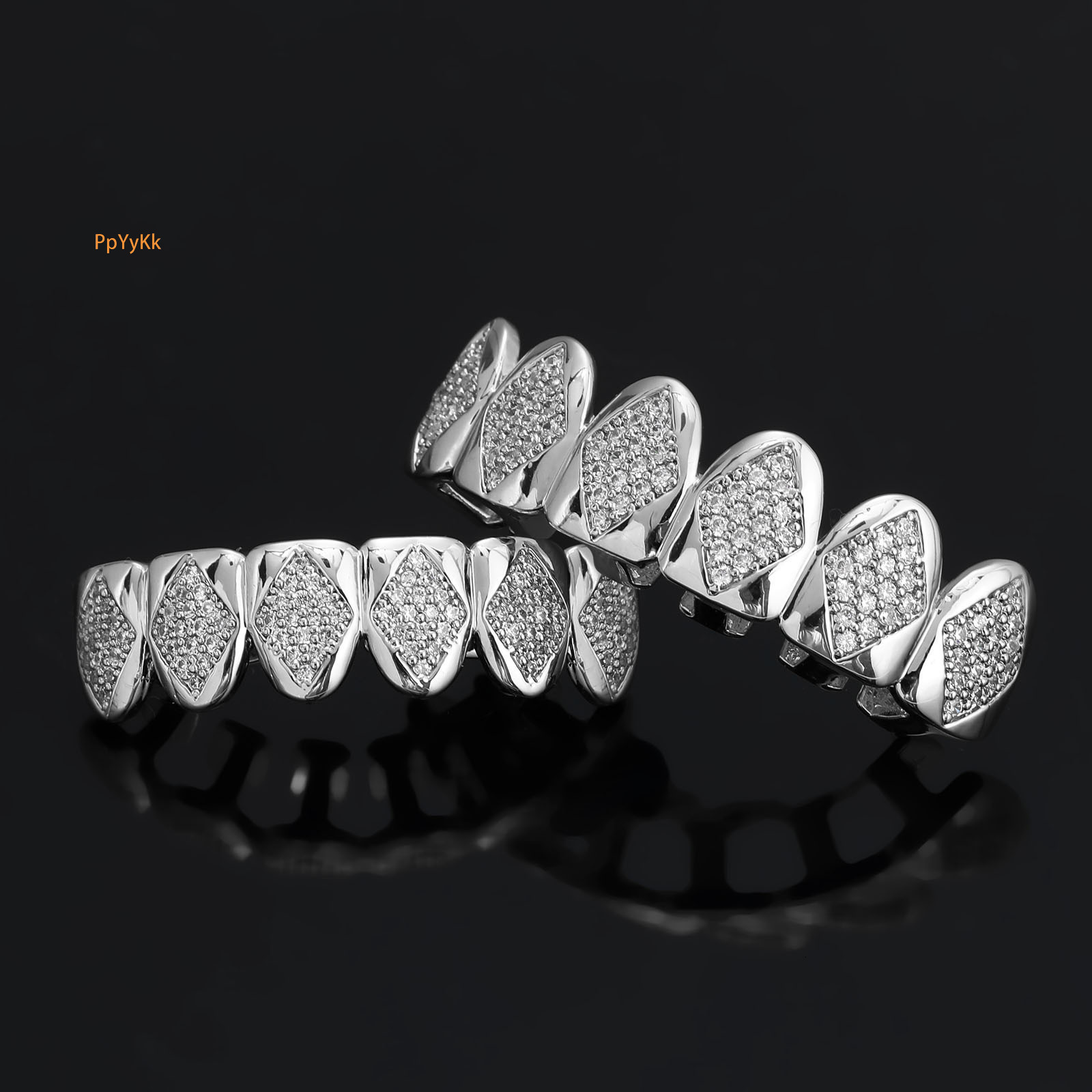 Hip Hop Rhombus Iced Out Moissanite 18k Solid Gold Grillz Halloween Cool Personalized Gold Teeth Pass the diamond tester