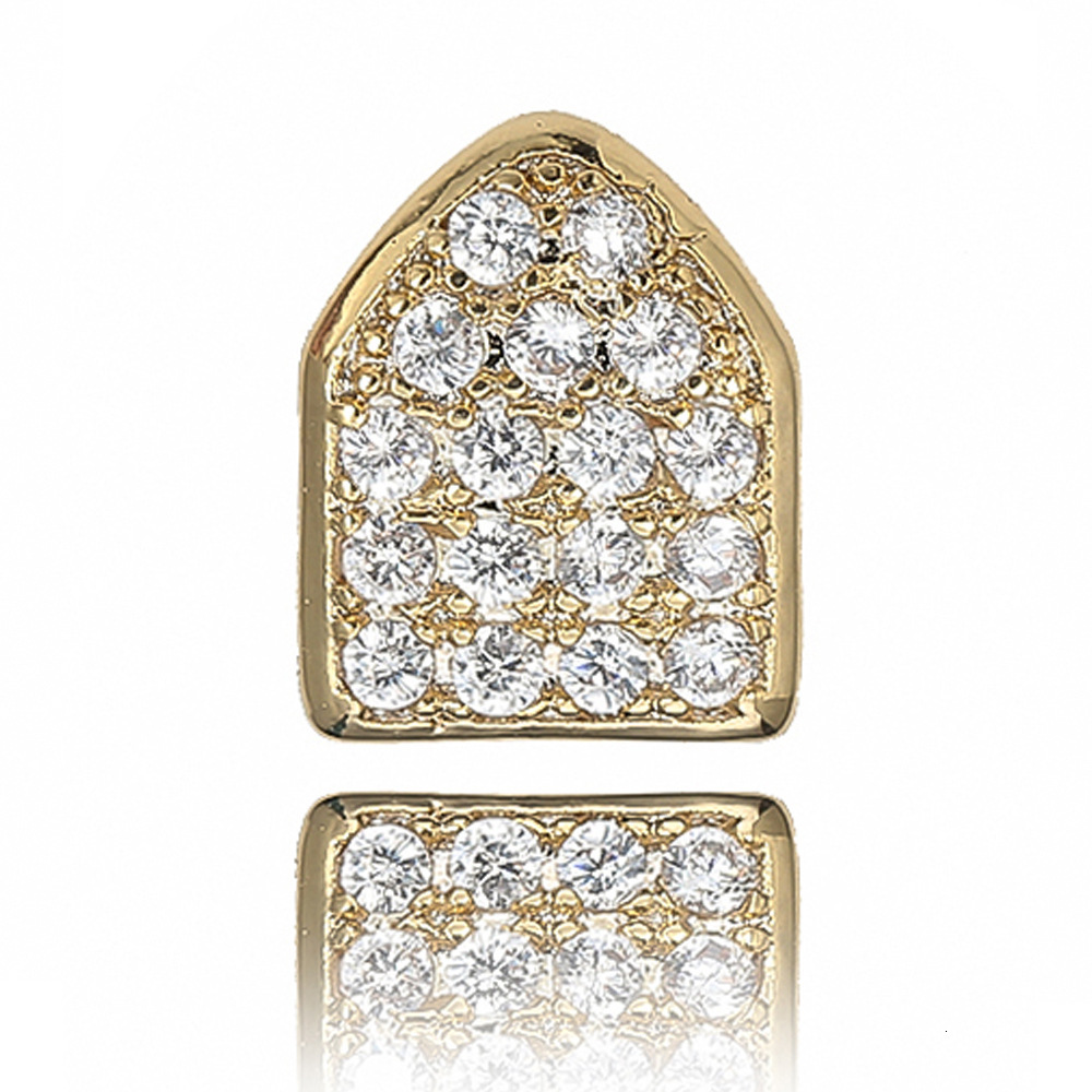 New Arrival Premium Single Tooth 18k Gold Plated Moissanite Diamond-cut Iced Out Hip Hop Grillz Teeth Accessories