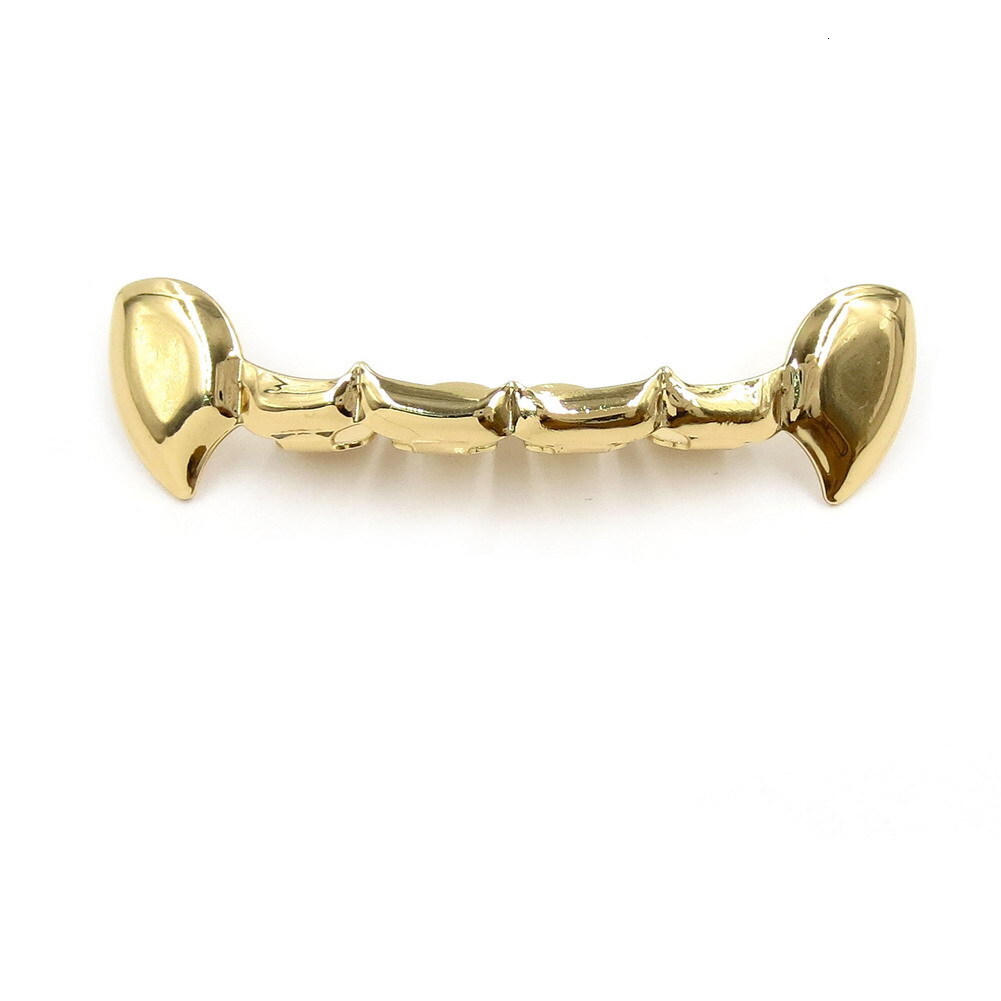 Halloween Hip Hop Vampire Fangs Gold Grillz 18k Gold Plated Premium Teeth Accessories Rapper Costume Accessories Pass the diamond tester