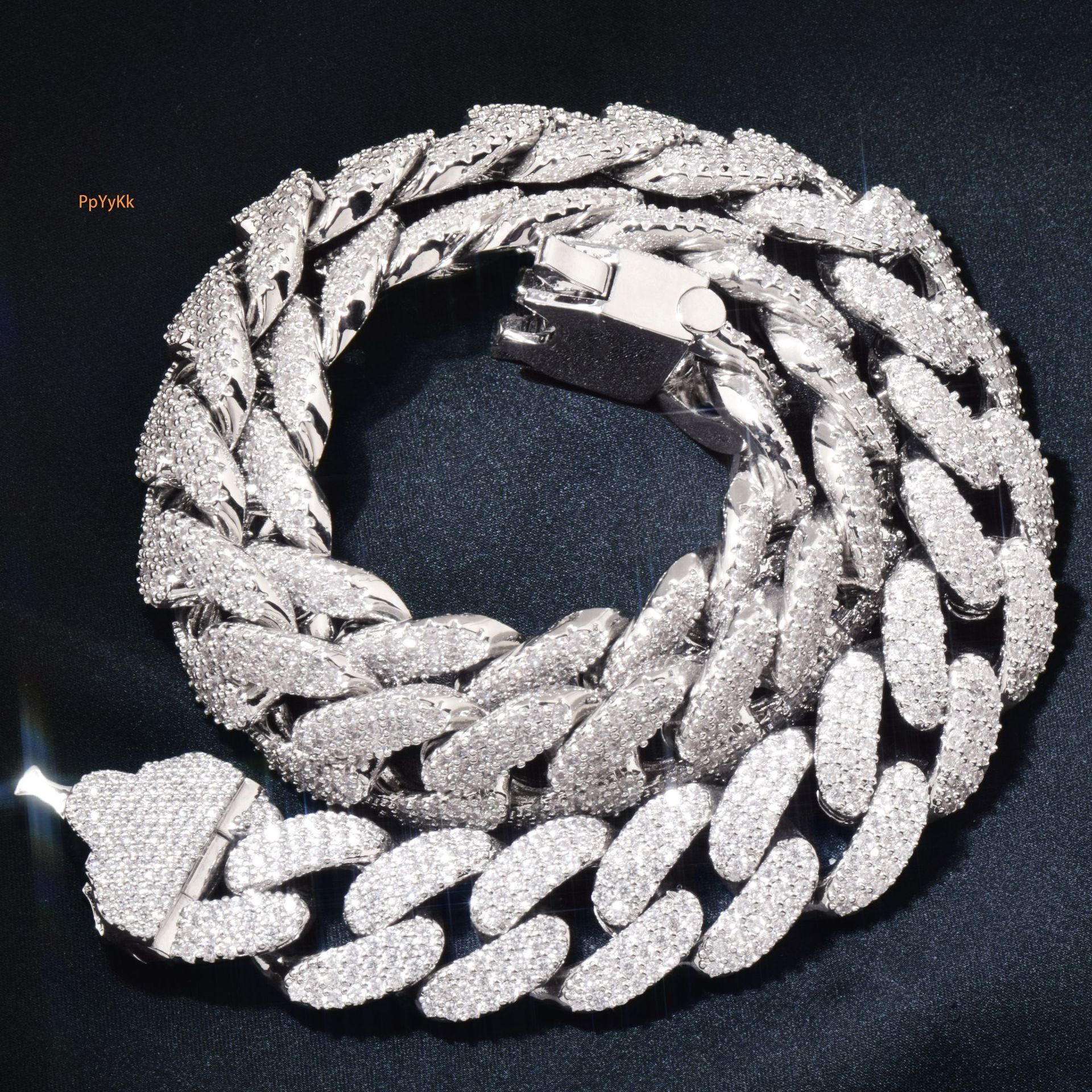 18MM Luxury VVS Moissanite Iced Out Hip Hop Men's Spring Clasp Cuban Chain New Release Full Diamond Statement Necklace Pass the diamond tester