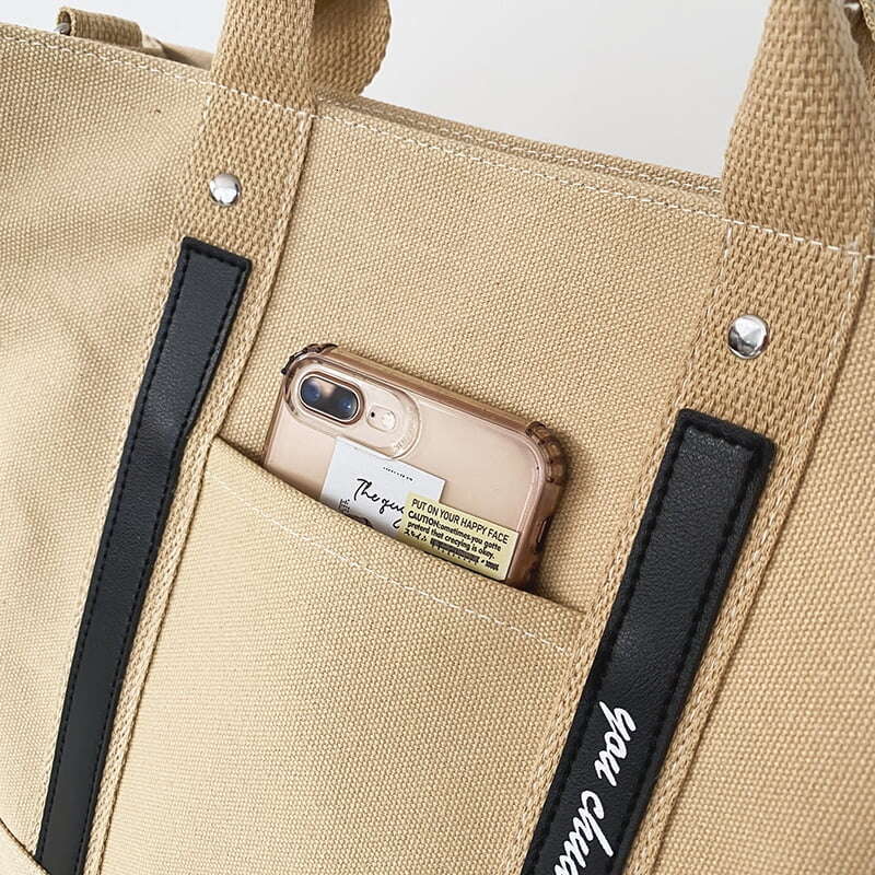 Canvas Women's Large-Capacity Tote Simple Handbag Computer Shoulder Japanese Korean Messenger Bag Women Beige