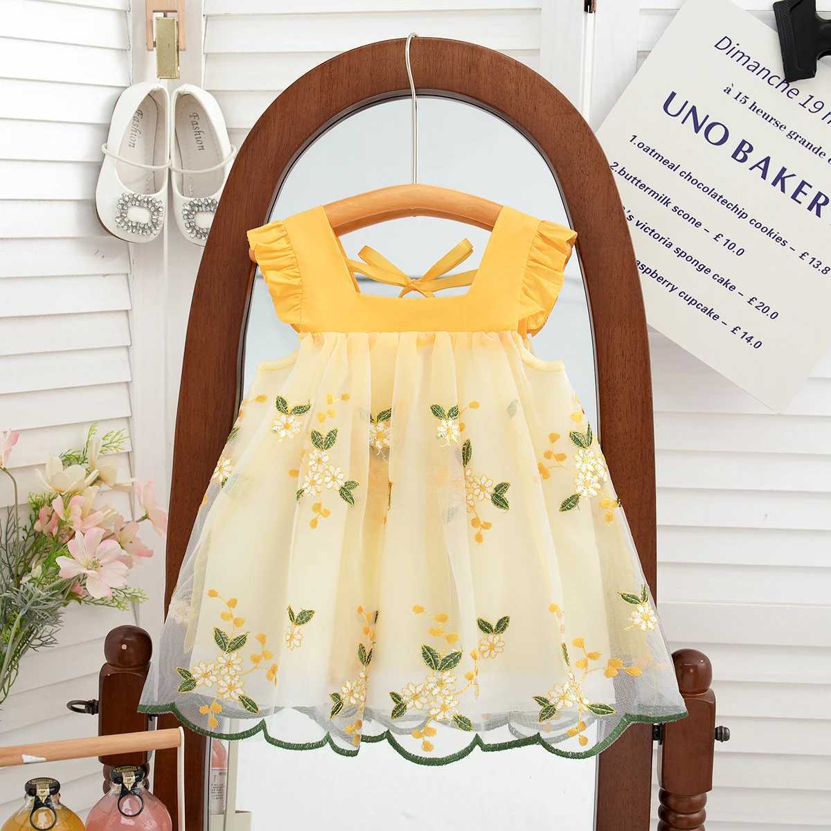 Baby Girl Dress Summer Floral Pattern Backless Square Neck Puffy Girl Kids Dress Cute Casual Girls Princess Dresses R250707