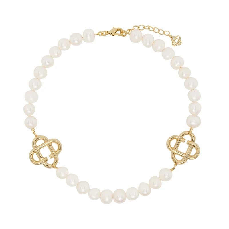 Pearl sweater necklace, women's collarbone chain, niche light luxury design sense collar, four-leaf clover fashion neck accessory