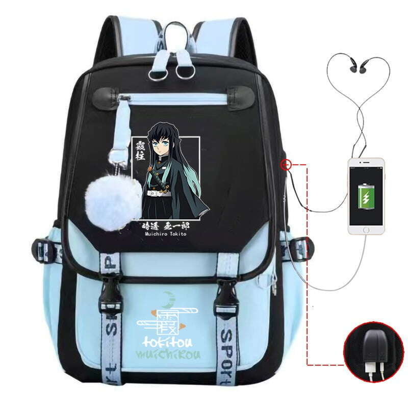 Demon Slayer anime schoolbag USB back support large-capacity student unisex high appearance level backpack
