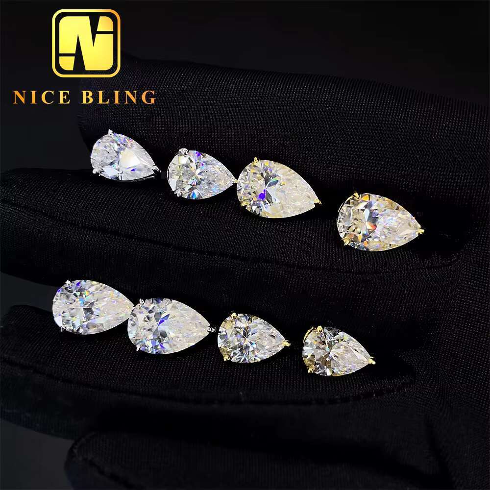 925 Sterling Silver Luxury Ear Studs VVS GRA Gertificate Pear Cut Women Custom Fine Jewelry Moissanite Stud Earring for Women