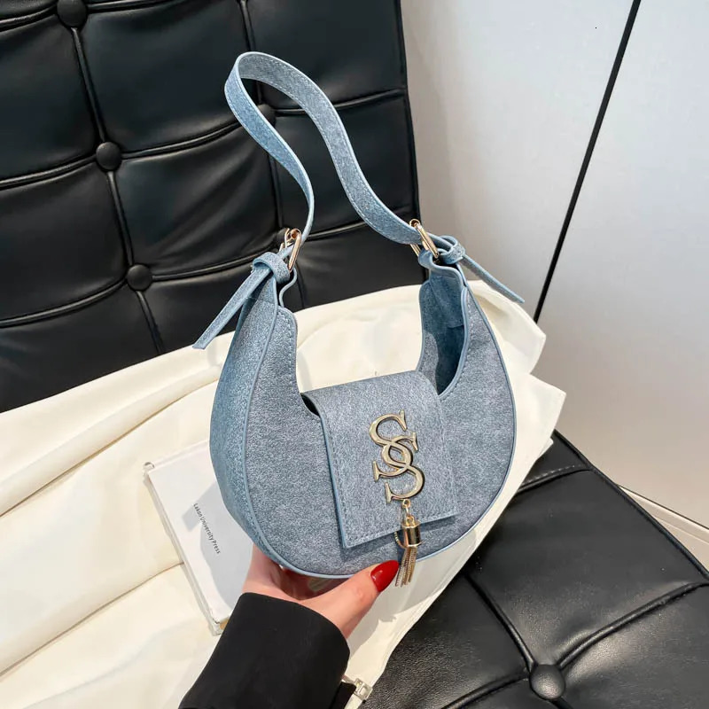 Fashion Women Tassels Shoulder Bag PU Leather Small Handbags Purses Retro Semicircle Bags Female Clutch Tote bolsas de mujer y2k 250627