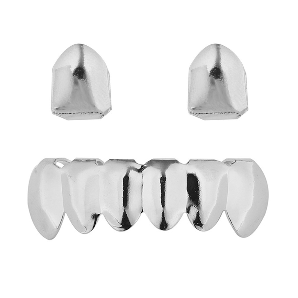 Halloween Hip Hop 18k Gold Plated Fake Teeth Grillz Set Premium Custom Rapper Costume Accessories Pass the diamond tester