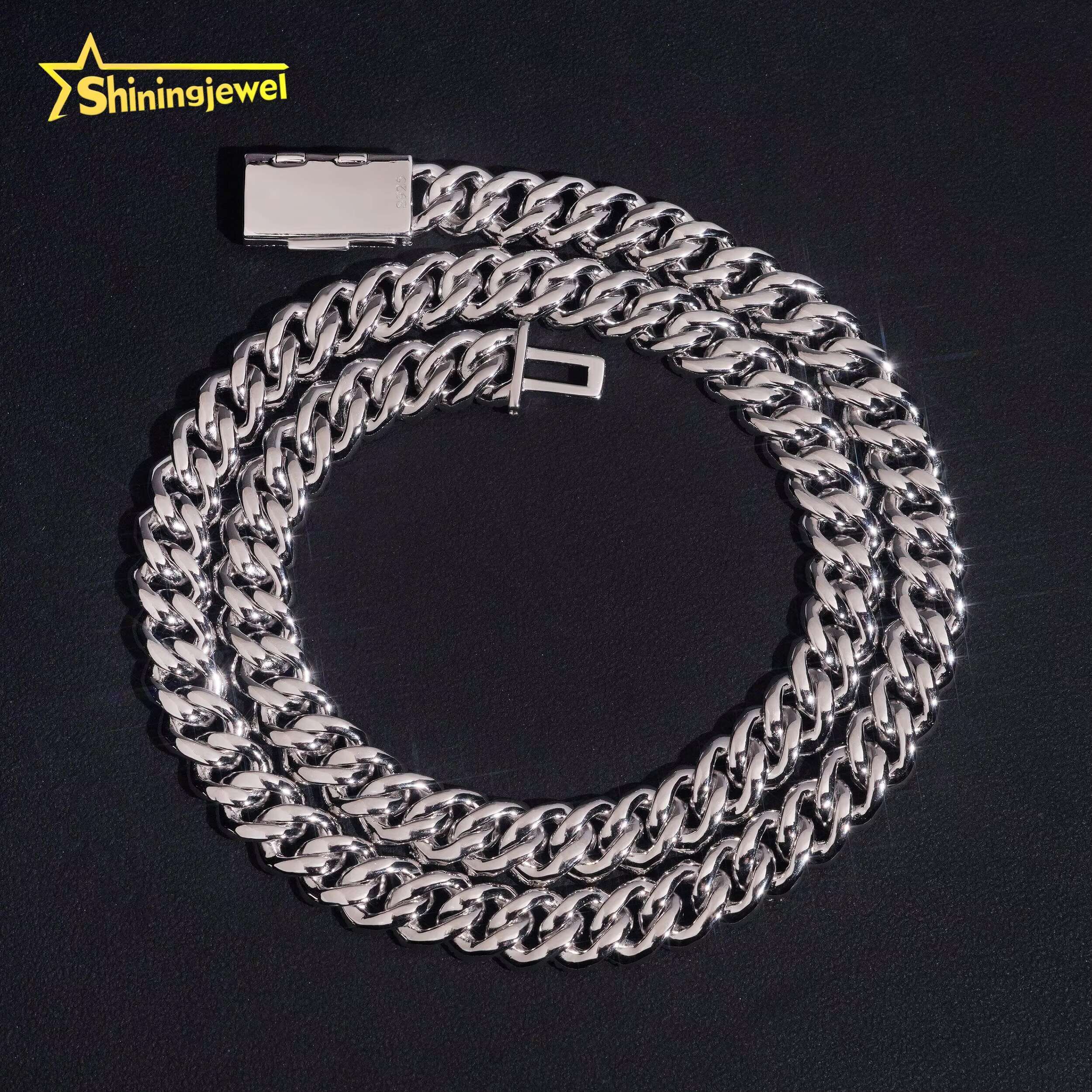 Pass Diamond Tester 10mm Cuban Link Chain 925 Sterling Silver Moissanite Hip Hop Jewelry Men Fashion Chain Necklace