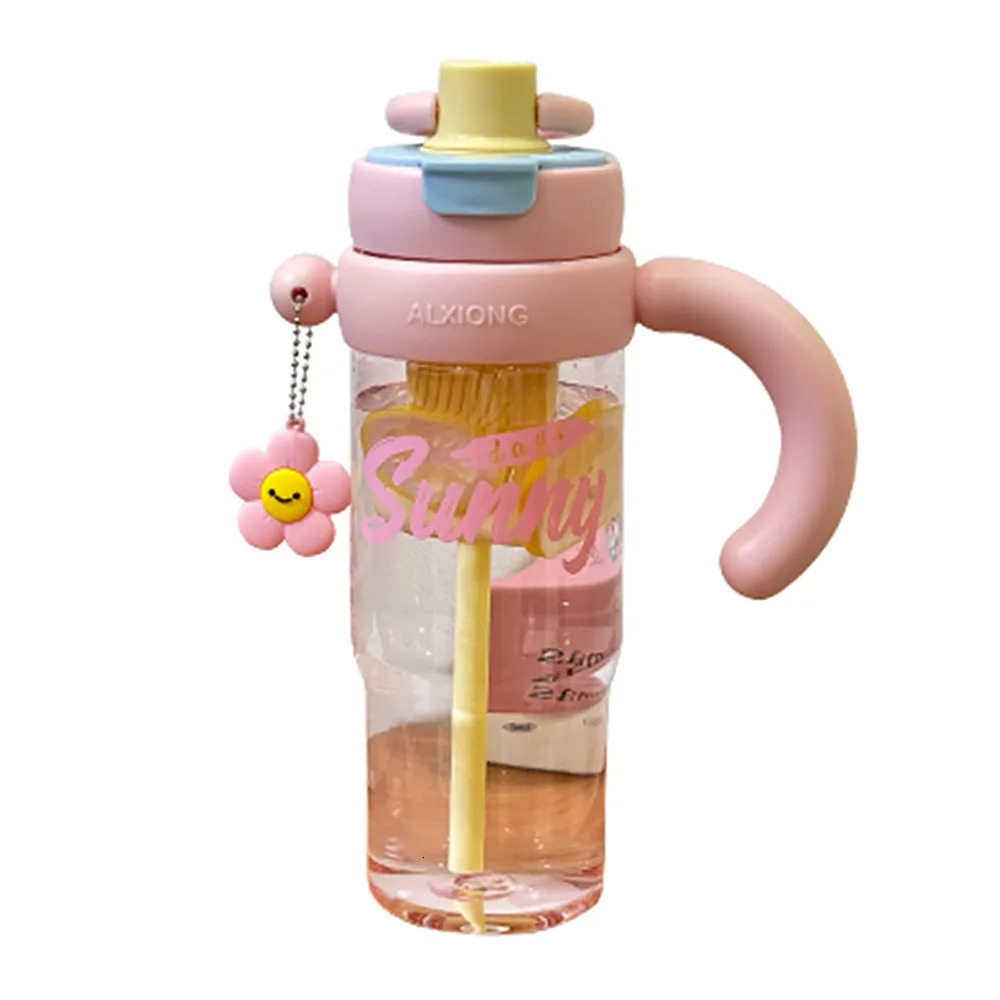 High Value Summer Bingba Cup with Handle Large Capacity Girls Water Cup Portable Car Double Drink Plastic Straw Cup Water Bottle 250624