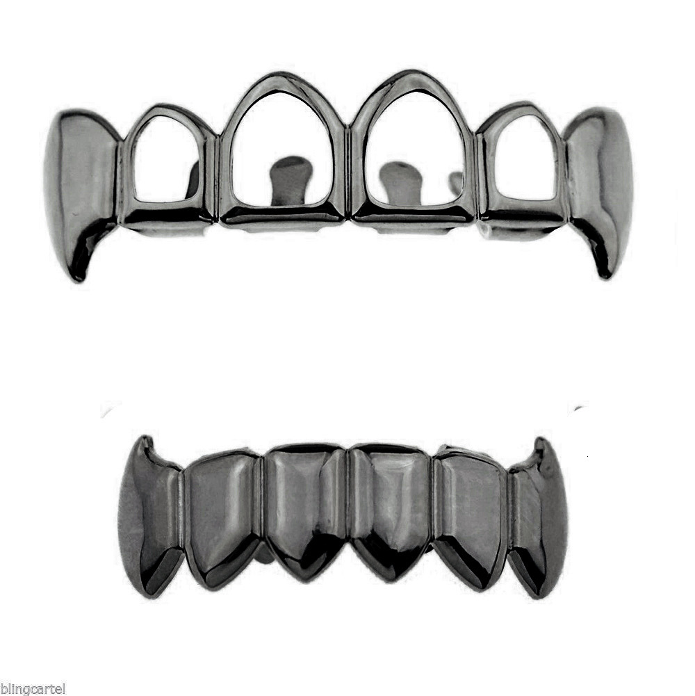 Luxury Premium Halloween Vampire Hollow Fangs Gold Grillz Set Rapper Costume Accessories