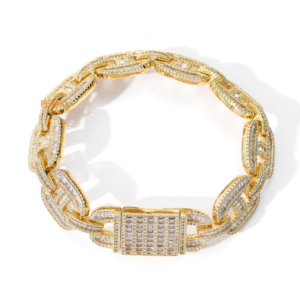Luxury VVS Moissanite Iced Out Hip Hop Pig Nose Cuban Chain Men's High-End Statement Bracelet Passes the Diamond Tester