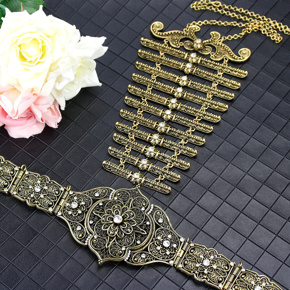 Russian Caucasus Ethnic Womens Belt Wedding Robe Costume Decoration Body Waist Seal Accessories Set241203