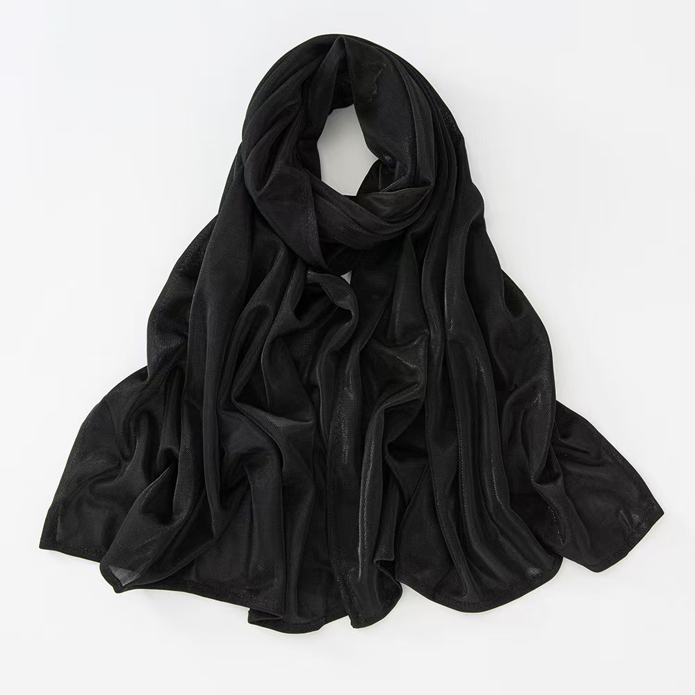 T1087 high-grade bright silk long scarf ethnic shawl polyester Muslim breathable female headscarf hemming scarf