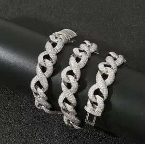 15MM ICED Infinity Stylish Mens Moissanite Cuban Link Chain Necklace