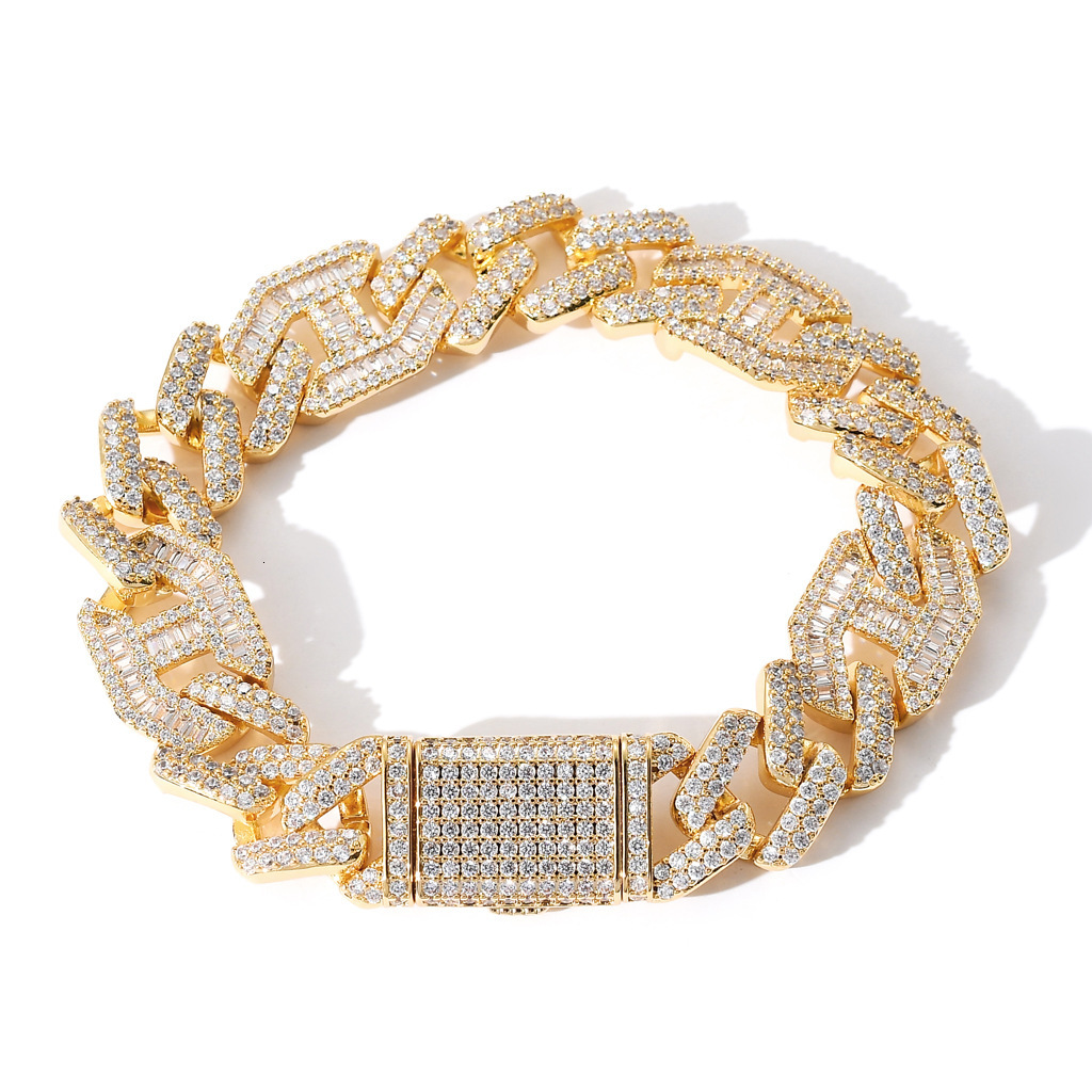 15MM Luxury VVS Moissanite Iced Out Hip Hop 3:1 Bar Cuban Chain Men's Bracelet with Flip-Top Clasp Pass the diamond tester