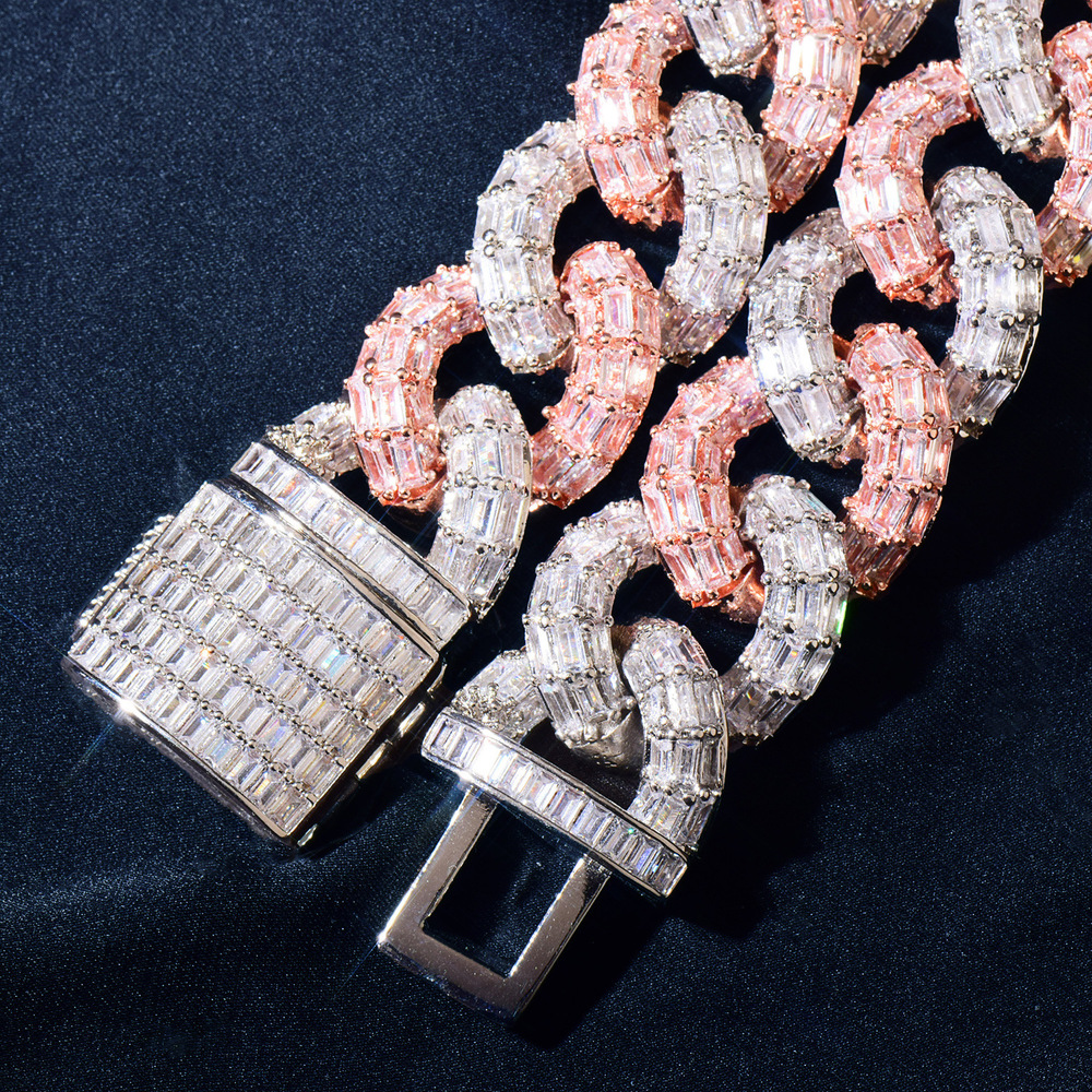 21MM Luxury VVS Moissanite Iced Out Hip Hop T-Step Cuban Chain Men's High-Quality Multi-Size Statement Jewelry Pass the diamond tester