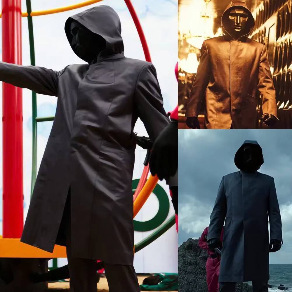 Black Windproof Raincoat Capes Long Style Overcoat Fashion Temperament Gift Toussaint Super Cool Cosplay Costumes