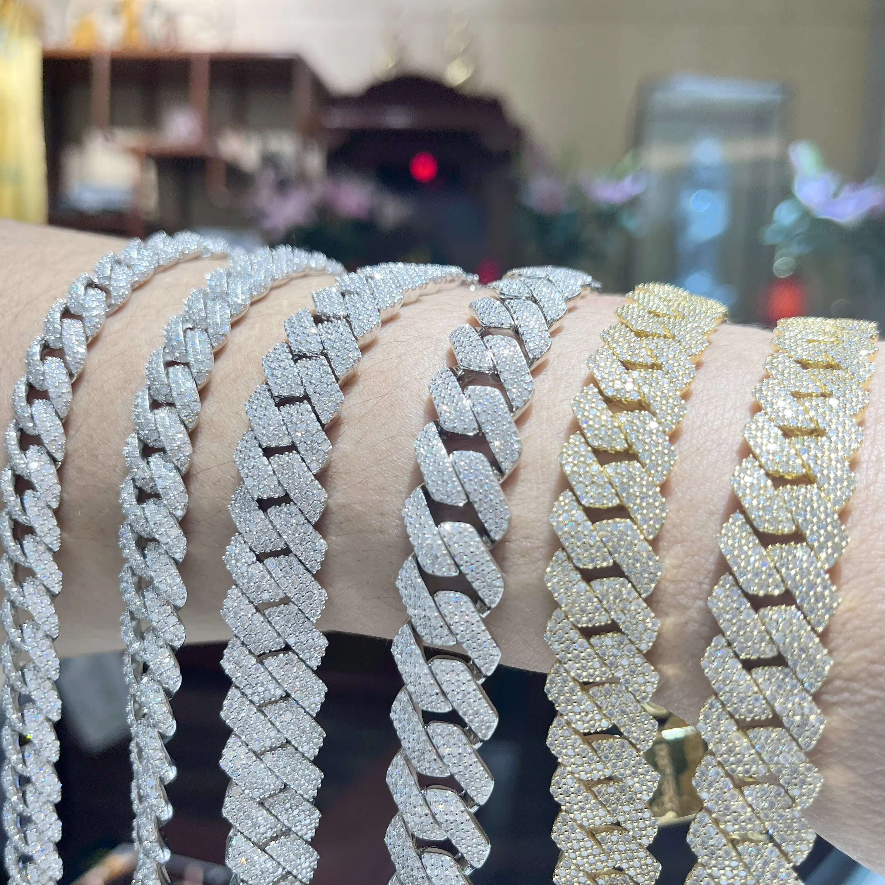 16MM Cuban Necklace Mossinate Diamond Cuban Chain Iced Out Chain Stylish Mens Necklaces 925 Silver Moissanite Cuban Link Chain