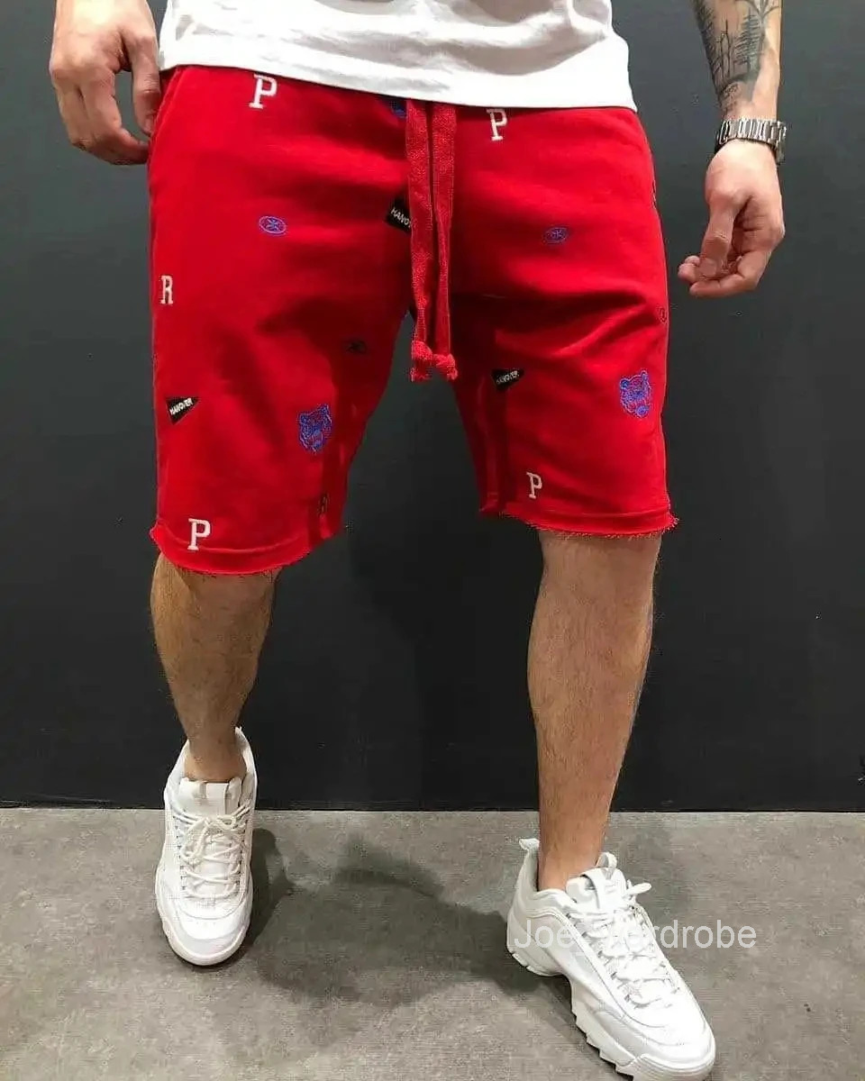 2024 Summer Men Cargo Shorts Jogging Gym Fitness Casual Embroidery Short Pants Street Trend