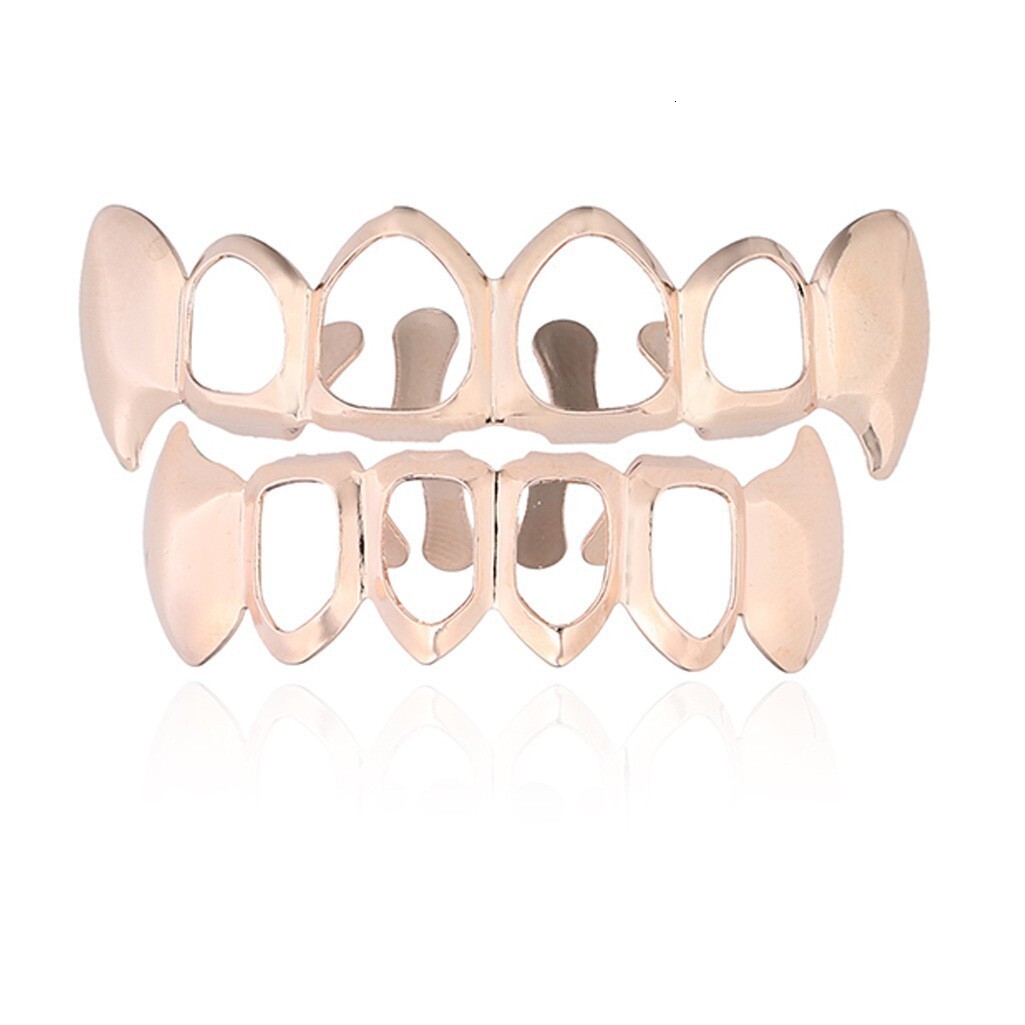 New Arrival Hip Hop Hollow Fangs Gold Grillz Halloween Masquerade Trendy Dental Accessories Rapper Costume Accessories