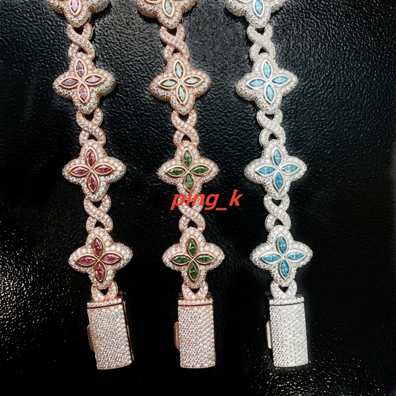 Best Selling Hip Hop Rapper Cuban Clover Bracelets 925 Sterling Silver VVS Moissanite Infinity Cuban Link Bracelet Fine Jewelry