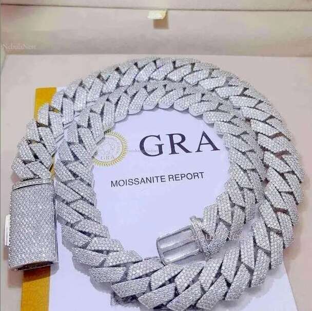 Hip Hop Fine Jewelry Sterling Sier Rose Gold Necklace 10mm Cuban Link Chain