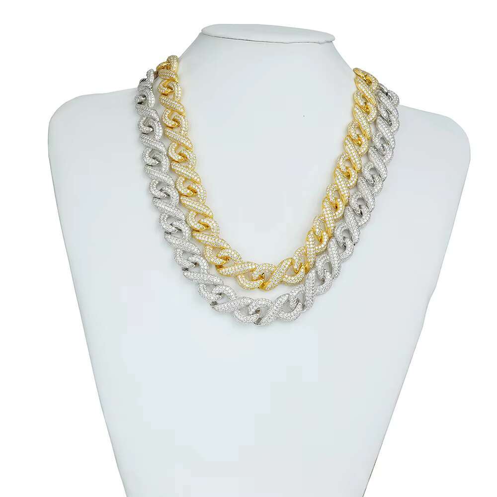 Moissanite Miami Cuban Link Prong Necklace Solid 925 Sterling Silver Rapper Chain Iced Out Hiphop Cuban Link Chain