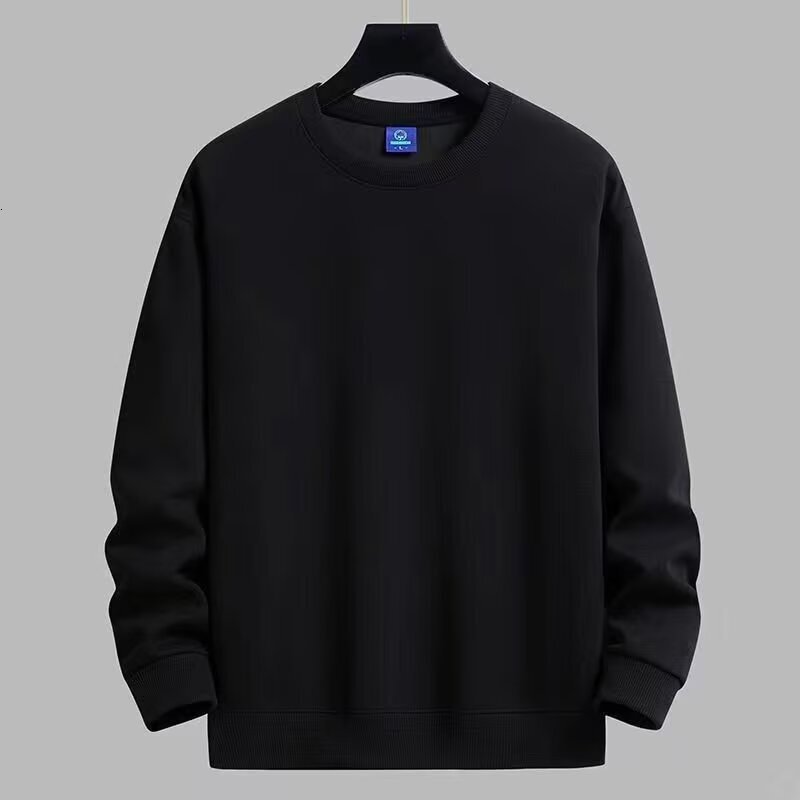 New Men's Crewneck Sweatshirt Autumn Winter Trendy Brand Solid Color Versatile Casual Loose Hoodless Pullover Base Shirt