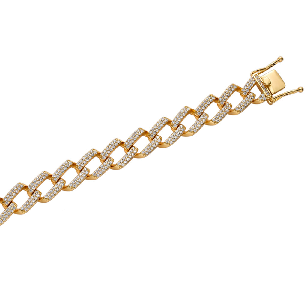 14MM Luxury VVS Moissanite Iced Out Hip Hop Bar Miami Cuban Chain Men's Statement Bracelet Pass the diamond tester