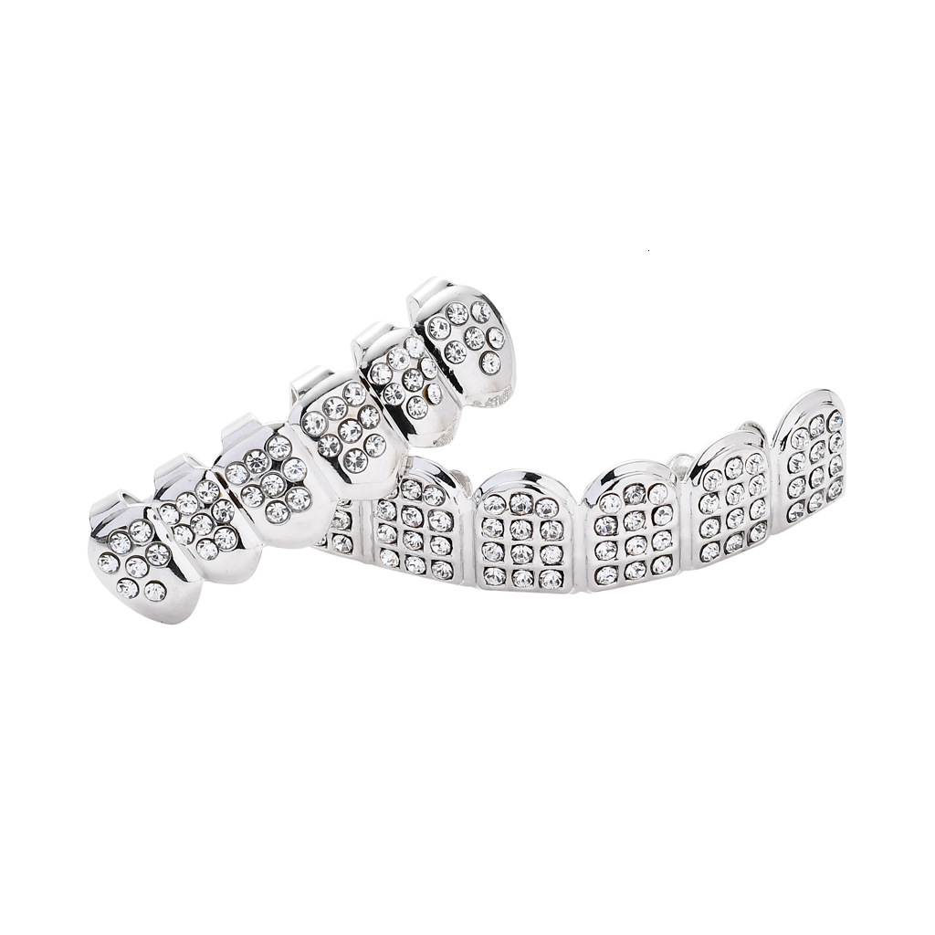Halloween Bling Gold Plated Hip Hop Grillz Iced Out Diamond Bling Premium Rapper Teeth Accessories Pass the diamond tester