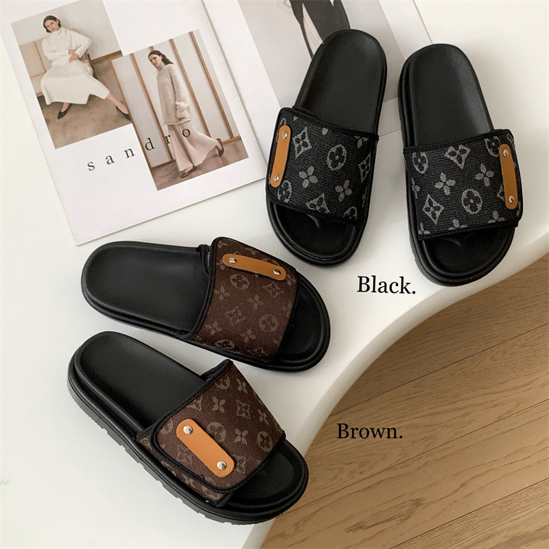 new free shipping designer slippers outdoor indoor casual sandals breathable beach shoes fashion vintage sliders for woman black blue pink coffee