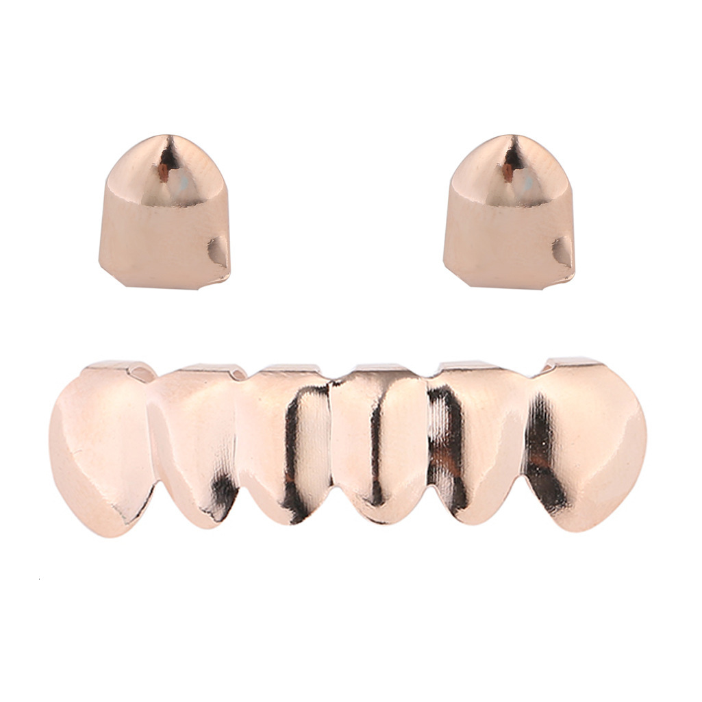 Halloween Hip Hop 18k Gold Plated Fake Teeth Grillz Set Premium Custom Rapper Costume Accessories Pass the diamond tester
