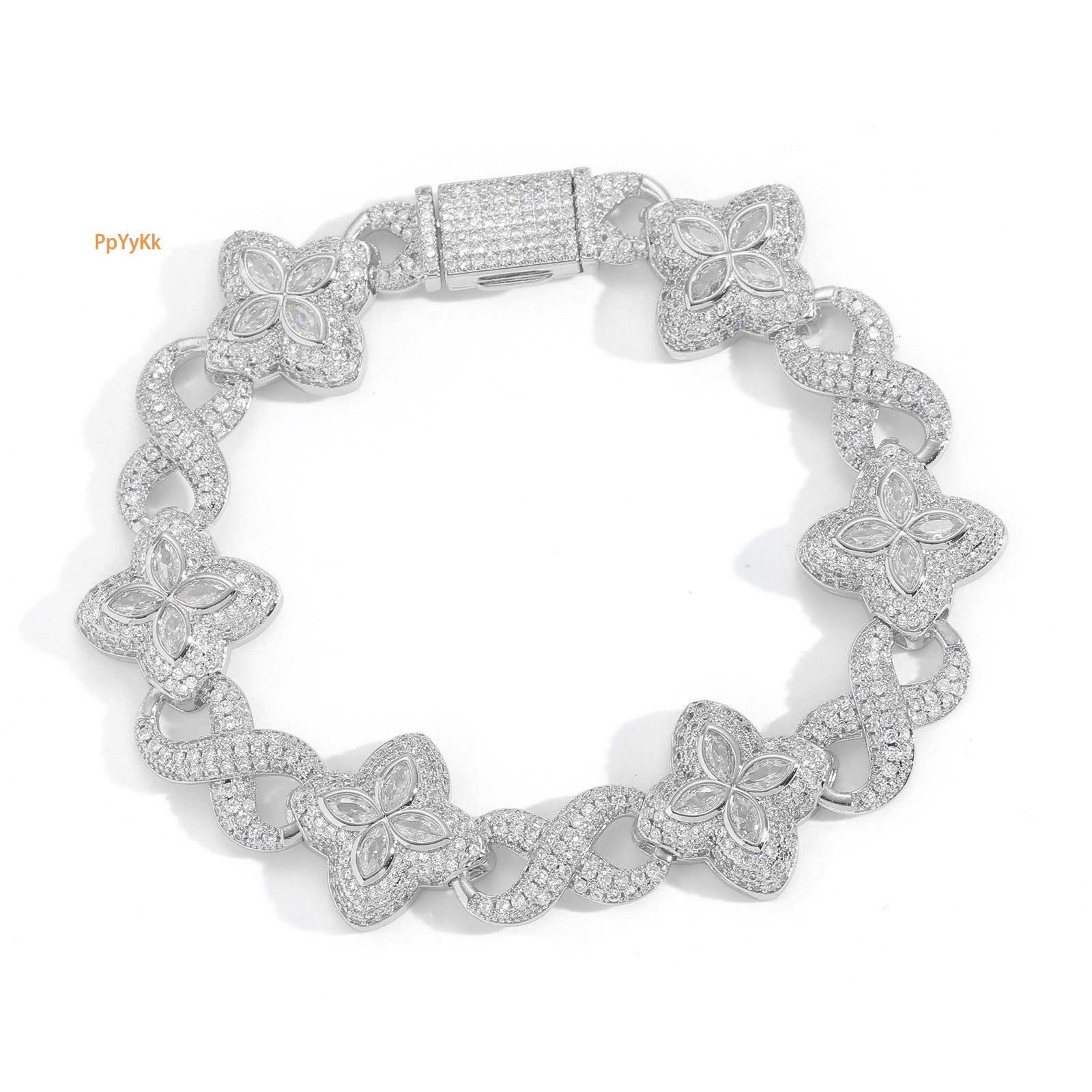 Infinity Bracelet Clover Iced Out VVS Moissanite Bling Hip Hop Unisex Accessory Trendy Cool Luxury Jewelry Pass the diamond tester