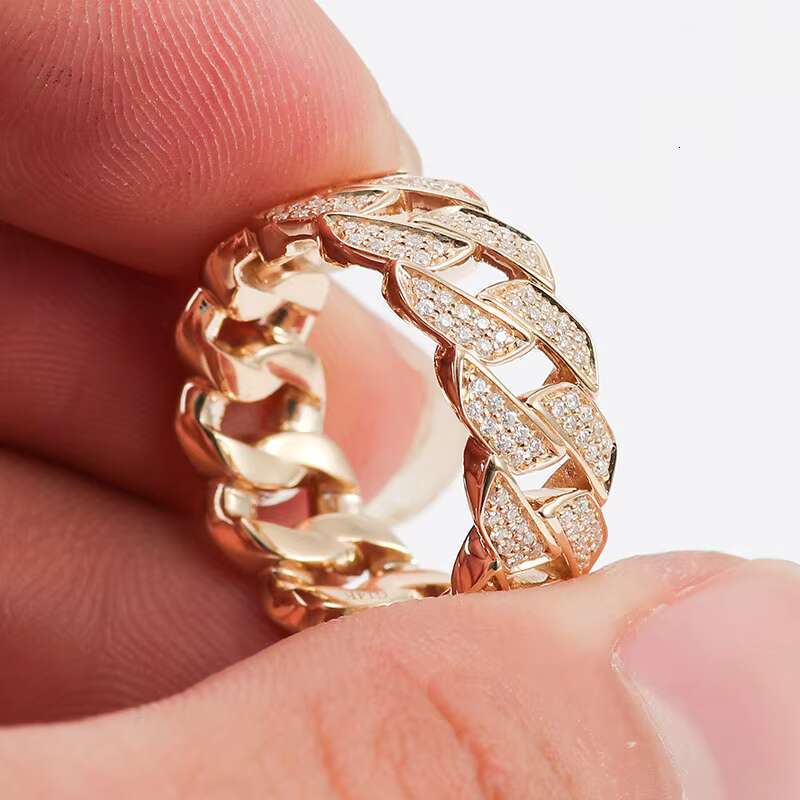 Hand Inlay Round Cut Labgrown Diamond Engagement Ring 14k Yellow Gold Filled Rings Diamond Eternity Ring Hip Hop Men Punk Style