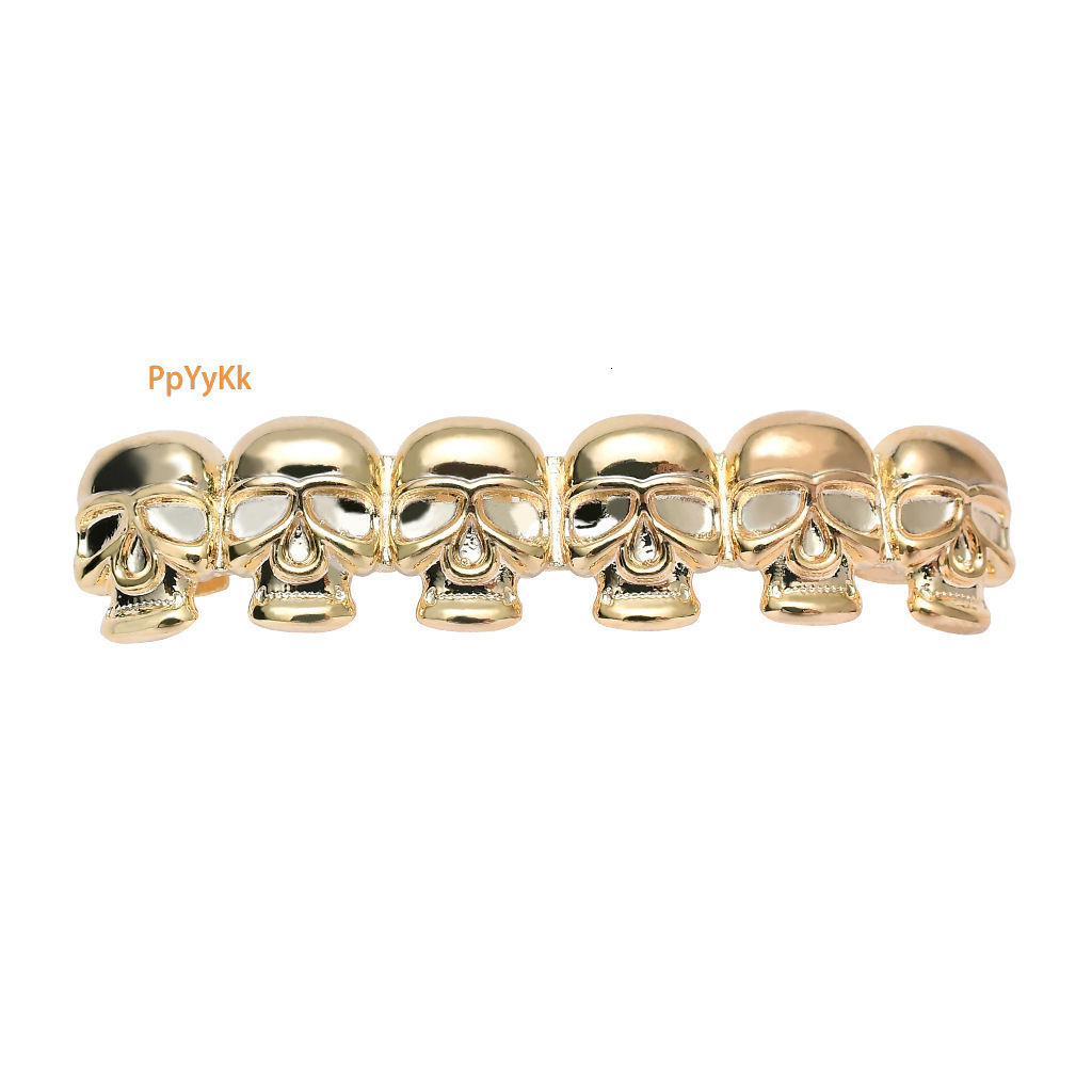 new arrival polished skull 18k solid gold hip hop grillz halloween costume accessories Rapper Costume Accessories Pass the diamond tester