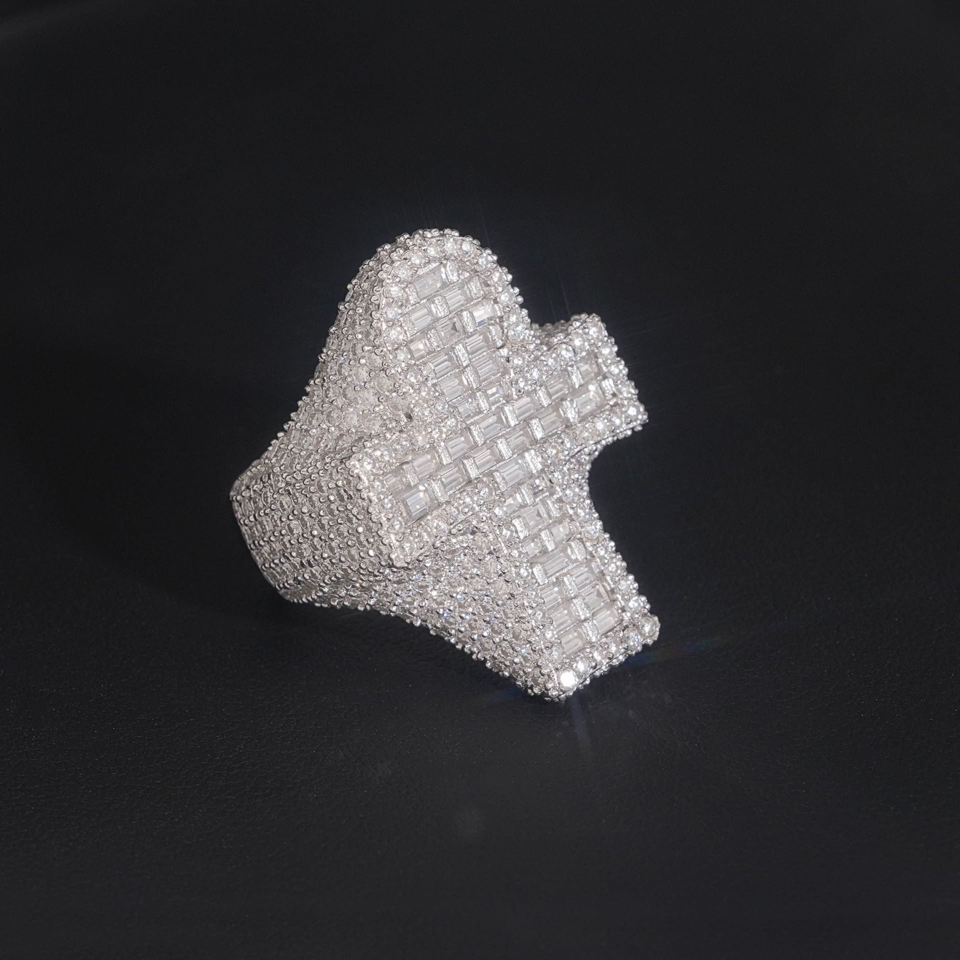 Iced Out Baguette Fine Hip Hop Jewelry Ring Custom 925 Silver With VVS D Moissanite Diamond Rhodium Plated Unisex Cross Men Ring