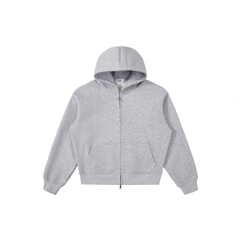 Korean Boxy Short 540G Loose Basic Solid Color Unisex Drop Shoulder Terry Hooded Zipper Sweatshirt